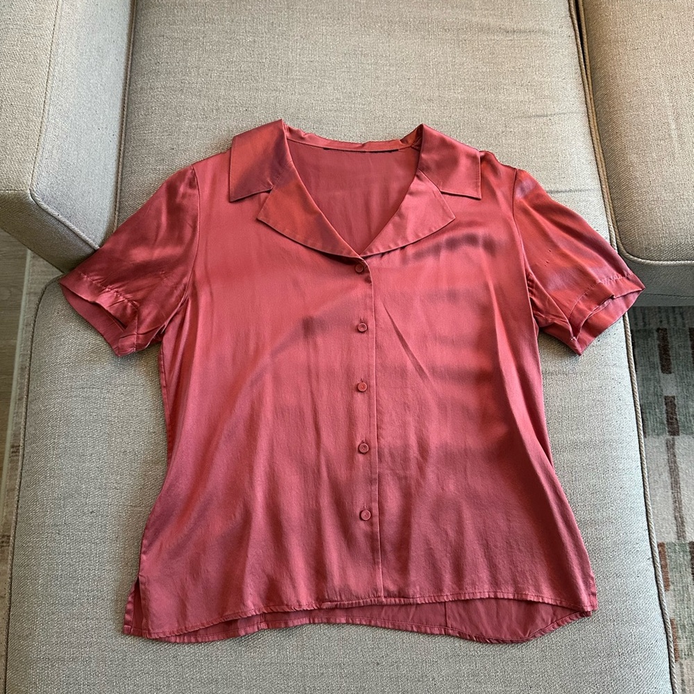 Mauve Pink Silk Collared Top